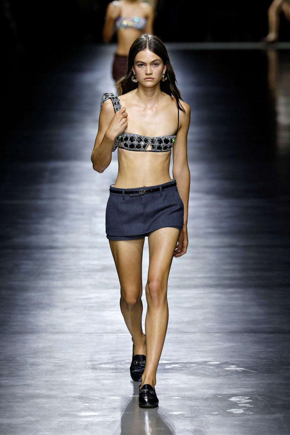 Get shorty: Model wears hotpants on the Gucci SS24 Runway (Alamy Stock Photo)