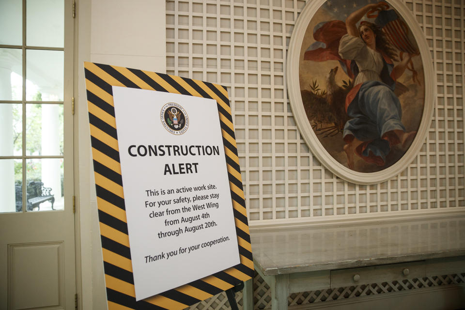 White House renovations unfold while Trump stays at golf resort