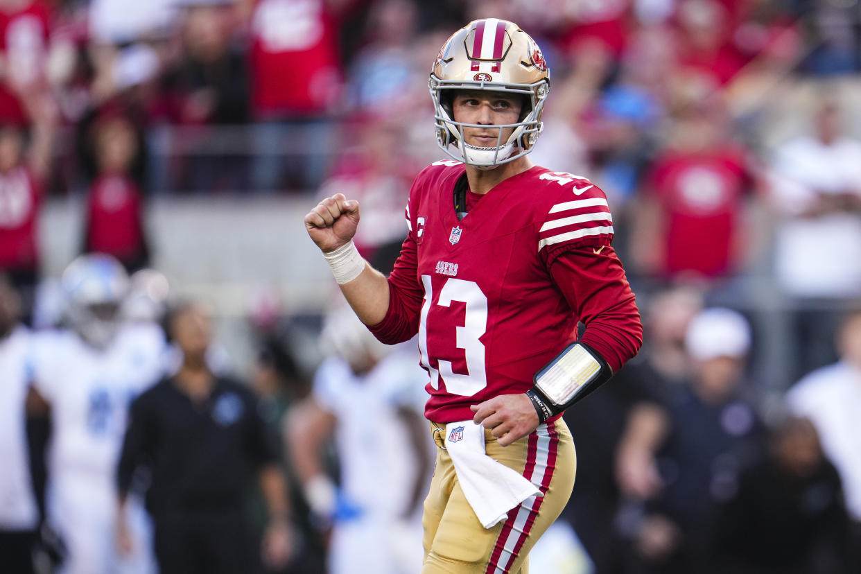 Brock Purdy, quarterback de los San Francisco 49ers, prácticamente duplicó su sueldo del 2023 gracias a los bonos por desempeño de la NFL. (Foto: Cooper Neill/Getty Images)