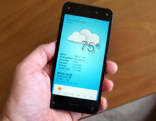 Fire phone displaying weather