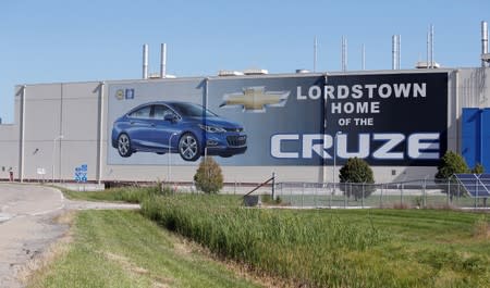 Mural is seen on side of GM Lordstown Assembly plant during UAW national strike in Lordstown, Ohio