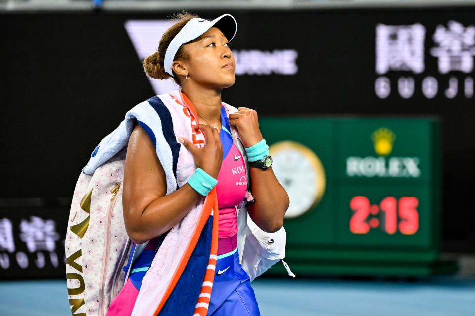 Naomi Osaka, pictured here after her loss to Amanda Anismova at the Australian Open.