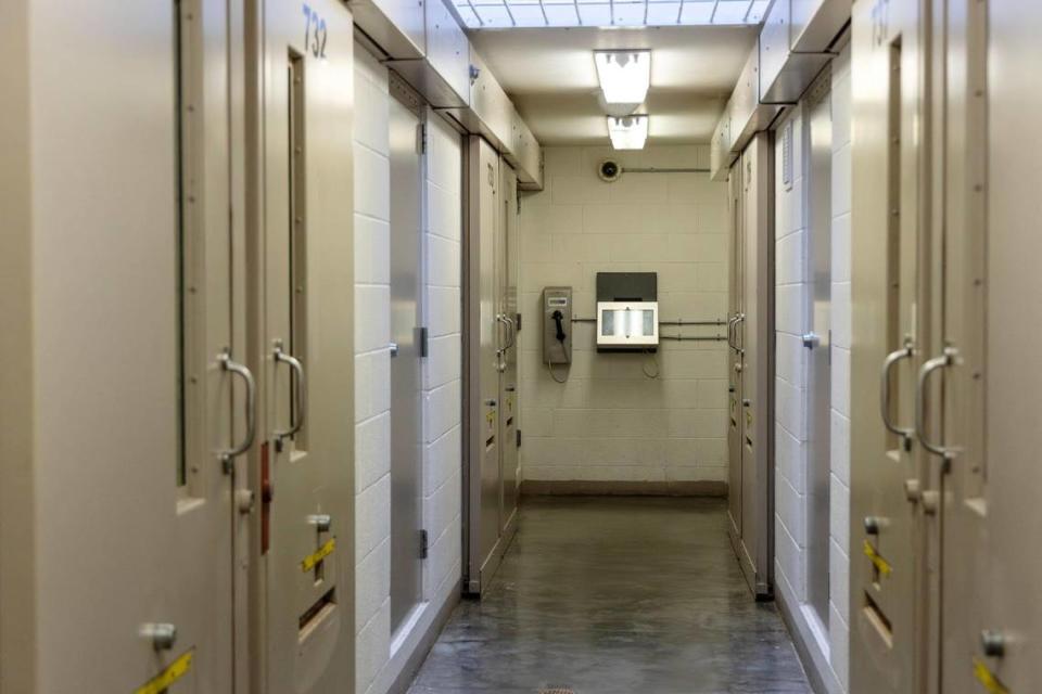 A hallway inside the medium custody section of the Ada County Jail is reserved for special management housing.