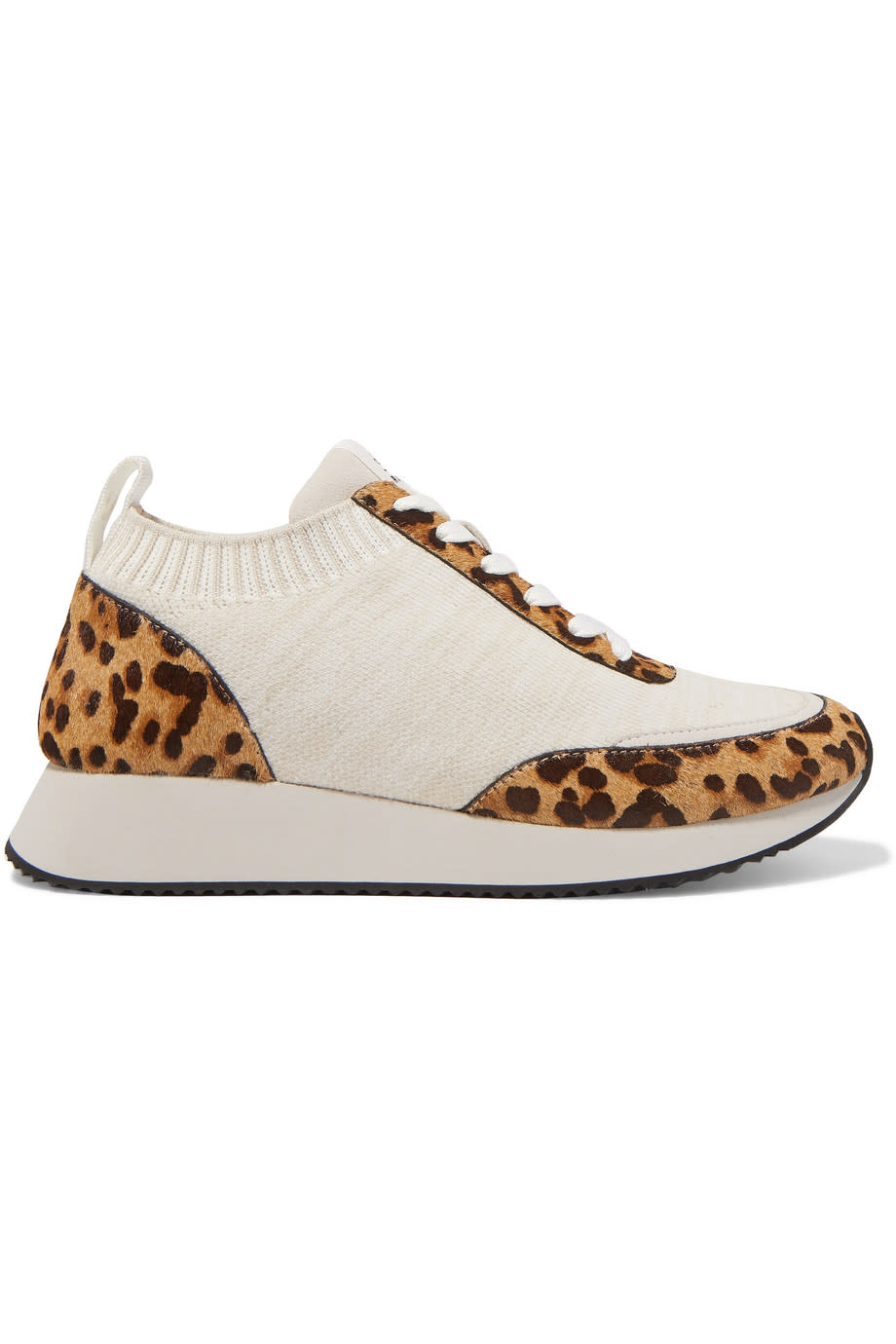 Remi leopard-print calf hair and stretch-knit sneakers