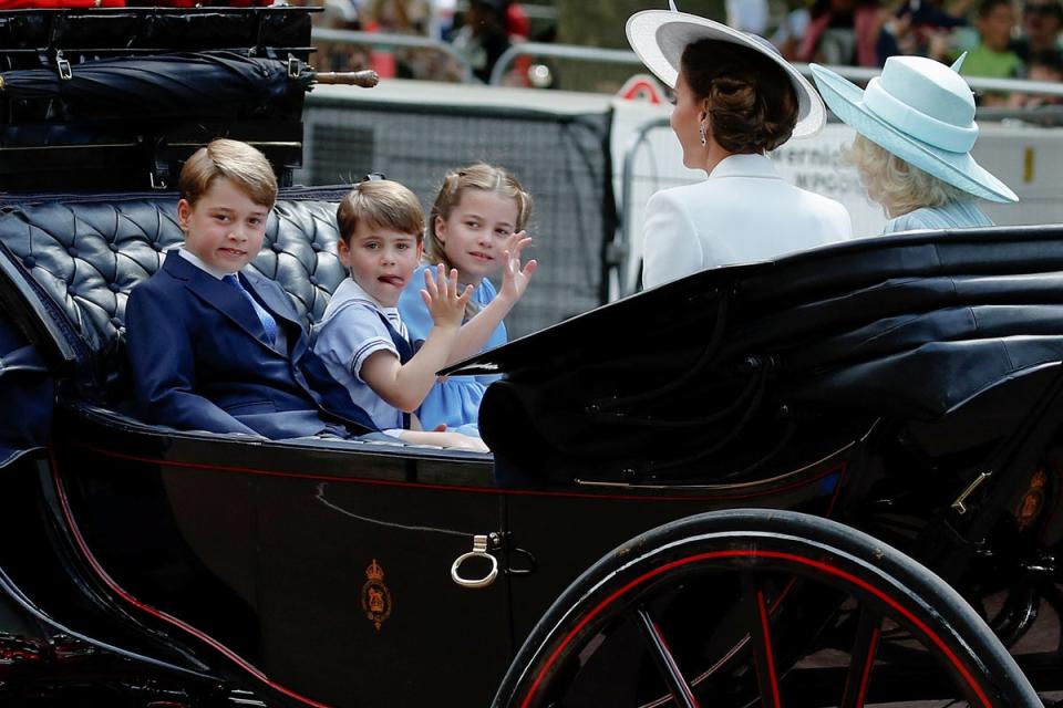 The Cambridge children joined the royal procession (Reuters)