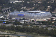 The Stade de Nice, in Nice, France, Saturday, Sept. 16, 2023. The stadium will host some soccer competitions during the Paris 2024 Olympic Games. (AP Photo/Pavel Golovkin, File)