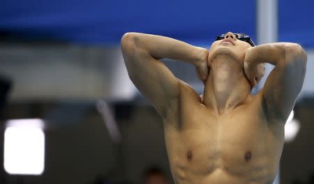 File photo: 2016 Rio Olympics - Swimming - Preliminary - Men's 100m Freestyle - Heats - Olympic Aquatics Stadium - Rio de Janeiro, Brazil - 09/08/2016. Ning Zetao (CHN) of China (PRC) reacts REUTERS/David Gray