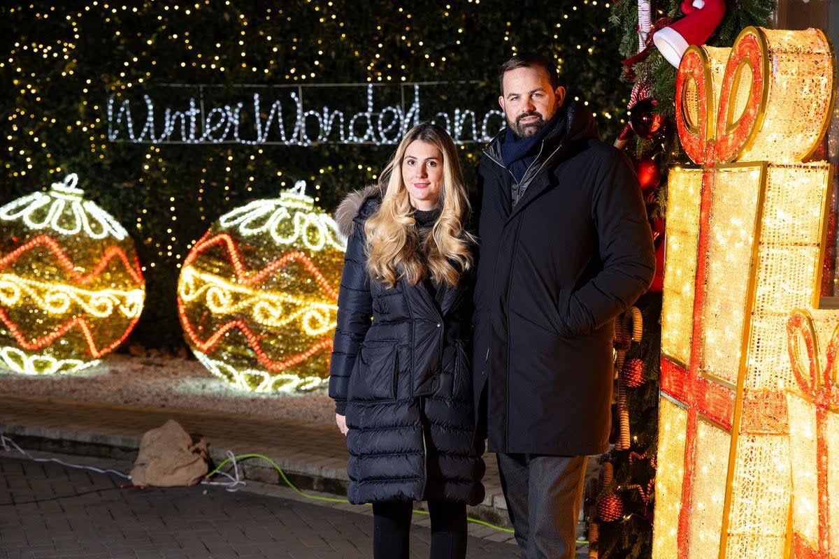 Julie Lalou and Harry Simpson outside their Chiswick home (Daniel Hambury/Stella Pictures Ltd)