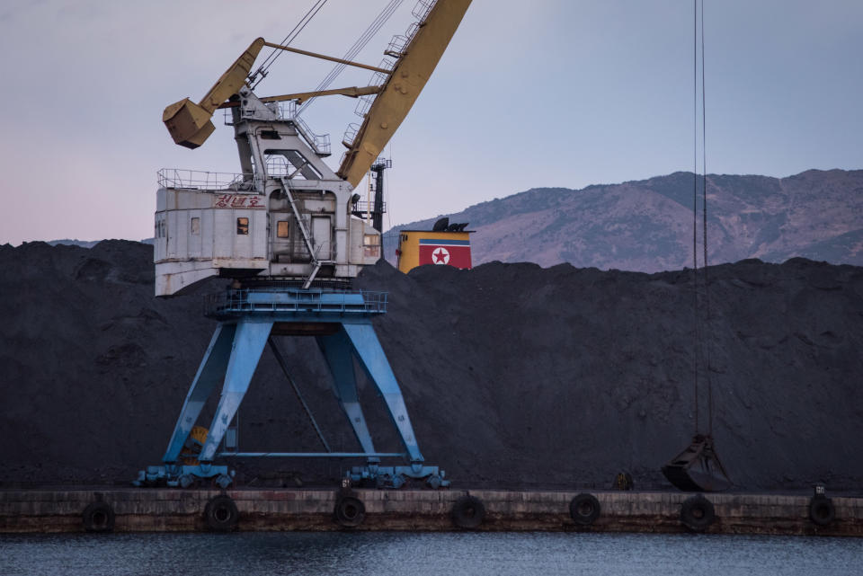 A mound of North Korean coal at Rajin Harbor. (Photo: Ed Jones/AFP/Getty Images)