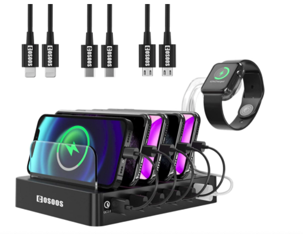 COSOOS 63W 12A 6-Port USB Charging Statio