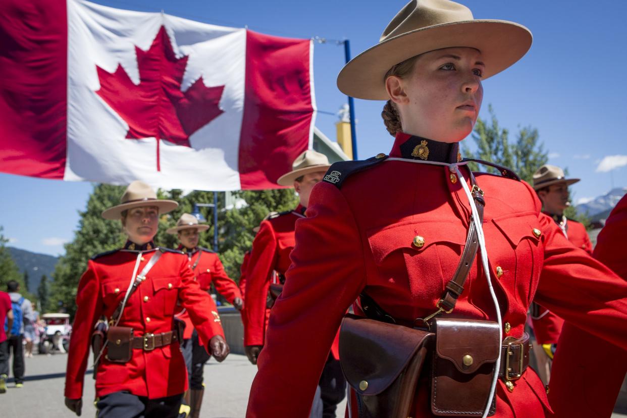 RCMP marching in Canada day parade