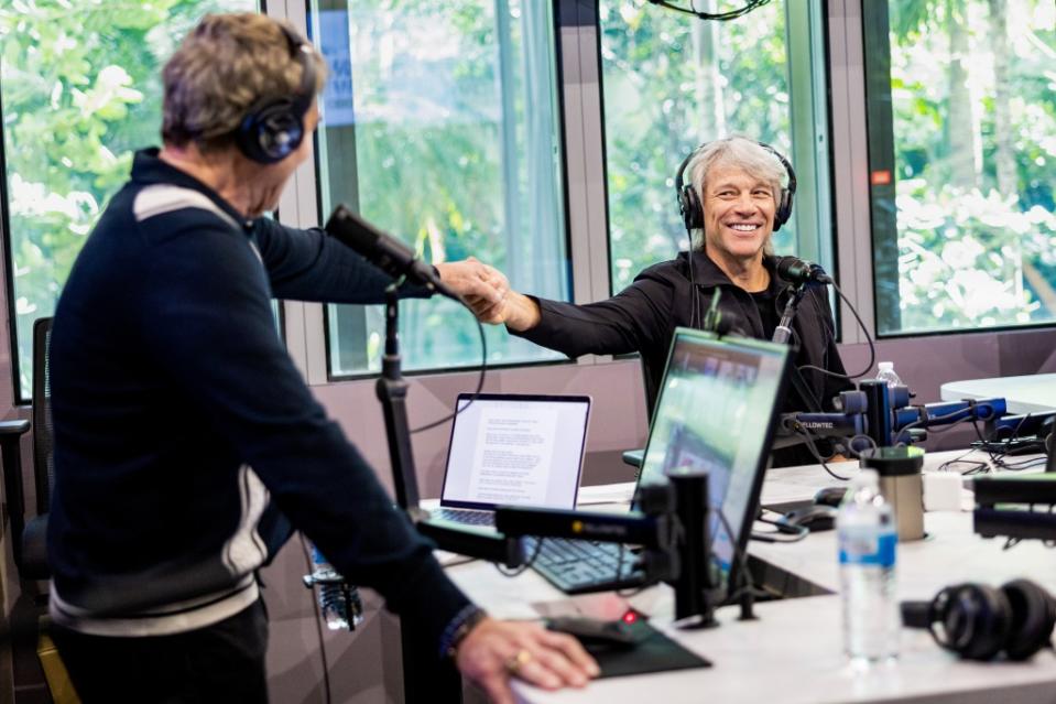 MIAMI BEACH, FLORIDA - MAY 01: (L-R) Mark Goodman and Jon Bon Jovi attend as Jon Bon Jovi hosts a “New Jersey” Album Special on SiriusXM's Bon Jovi Radio from the new SiriusXM Miami Studios on May 01, 2023 in Miami Beach, Florida. (Photo by Emma McIntyre/Getty Images for SiriusXM)