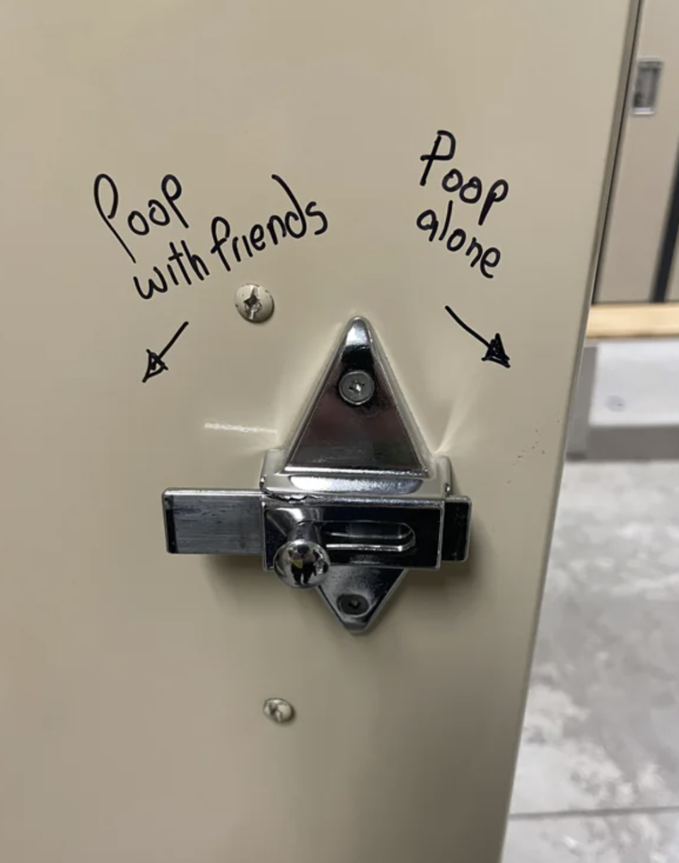 "Poop with friends" and "Poop alone"