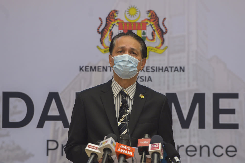 Health director-general Tan Sri Dr Noor Hisham Abdullah speaks during a press conference in Putrajaya on October 22, 2020. — Picture by Miera Zulyana