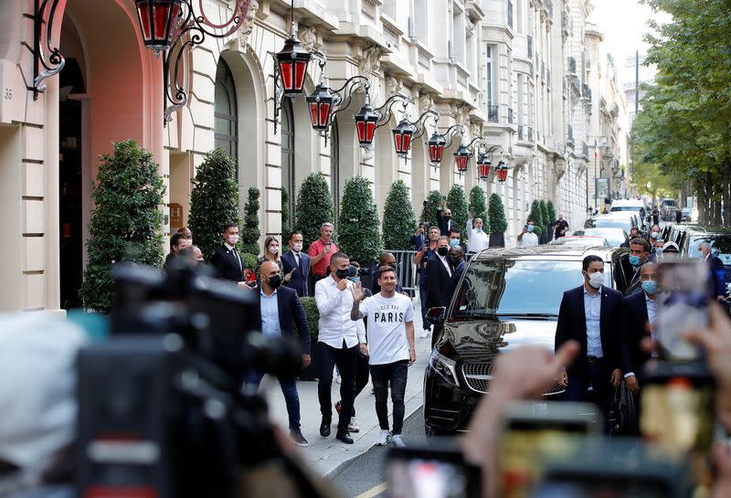 FILE PHOTO: Lionel Messi arrives in Paris to join Paris St Germain