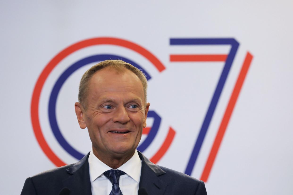 Donald Tusk at a press conference in Biarritz, south-west France, on the first day of the annual G7 Summit: AFP/Getty Images