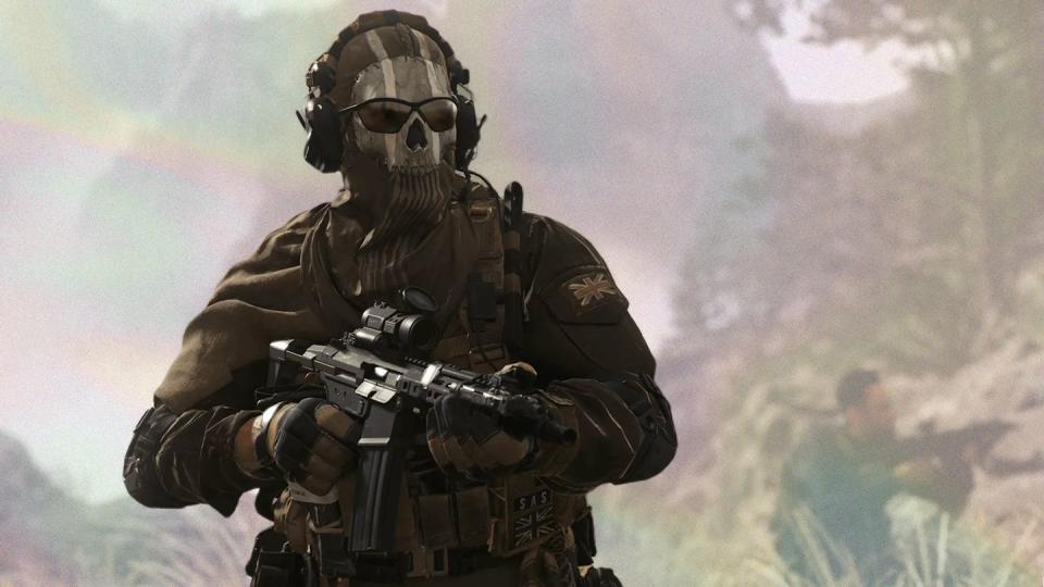 call of duty modern warfare 2, ghost with gun ready in an outdoor setting