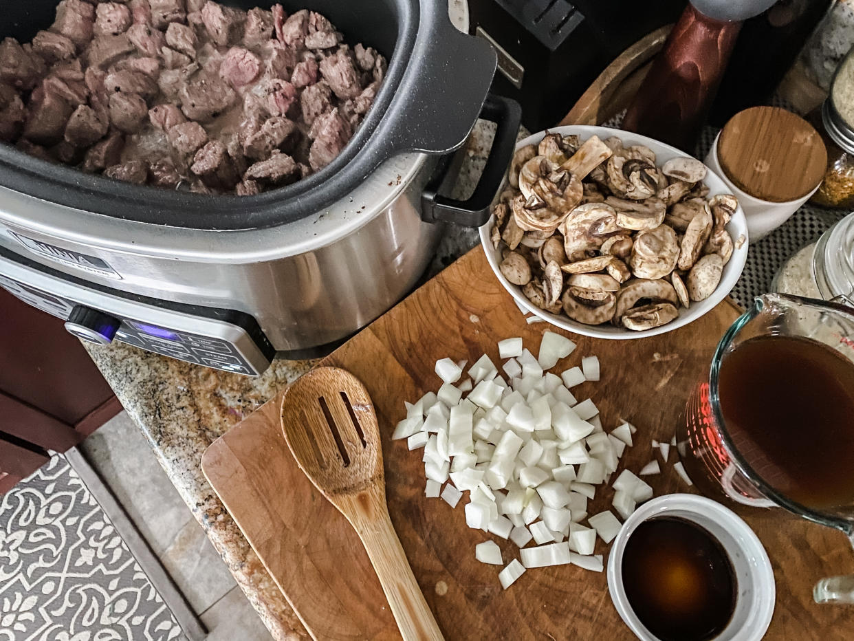 After setting my slow cooker to eight hours on low, I was rewarded with tender, delicious stew meat and mushrooms. (Terri Peters)