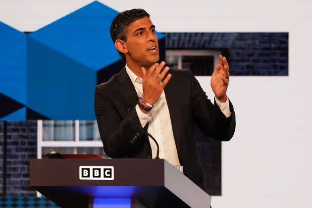 Rishi Sunak taking part in the BBC leadership debate earlier this week. (Photo: WPA Pool via Getty Images)