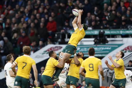 Britain Rugby Union - England v Australia - 2016 Old Mutual Wealth Series - Twickenham Stadium, London, England - 3/12/16 Australia's Lopeti Timani catches the ball Reuters / Stefan Wermuth Livepic