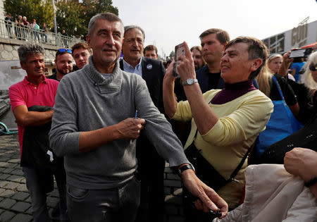 FILE PHOTO: The leader of ANO party Andrej Babis arrives at an election campaign rally in Prague, Czech Republic September 28, 2017. REUTERS/David W Cerny/File Photo