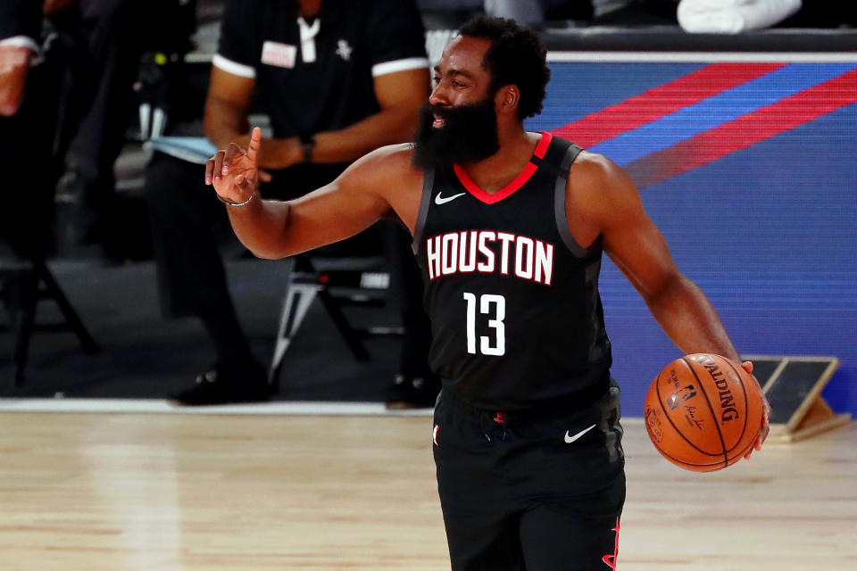 James Harden was the best player on the floor against a team with Anthony Davis. (Kim Klement-Pool/Getty Images)