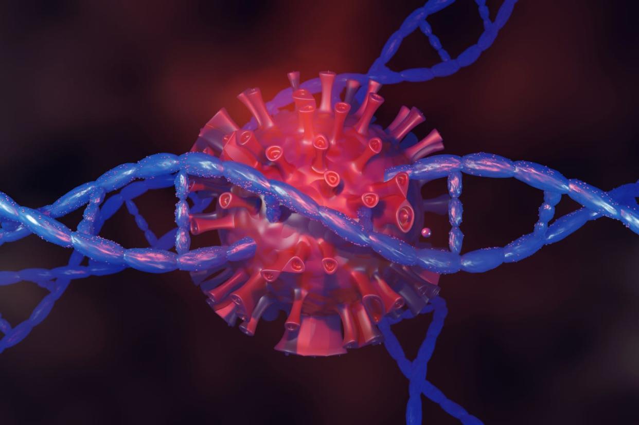 Pandemics over the course of evolution have led to the integration of viruses into our genome. <a href="https://www.gettyimages.com/detail/illustration/three-dimensional-render-of-single-royalty-free-illustration/1249814587" rel="nofollow noopener" target="_blank" data-ylk="slk:Westend61via Getty Images;elm:context_link;itc:0;sec:content-canvas" class="link ">Westend61via Getty Images</a>