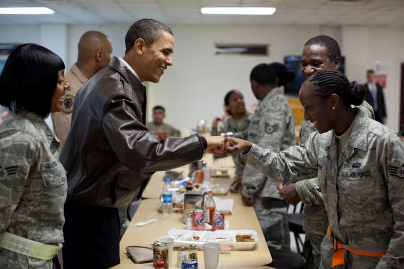 U.S. President Barack Obama greets U.S. troops at Bagram Air Field in Afghanistan on March 28, 2010. File Photo by Pete Souza/White House