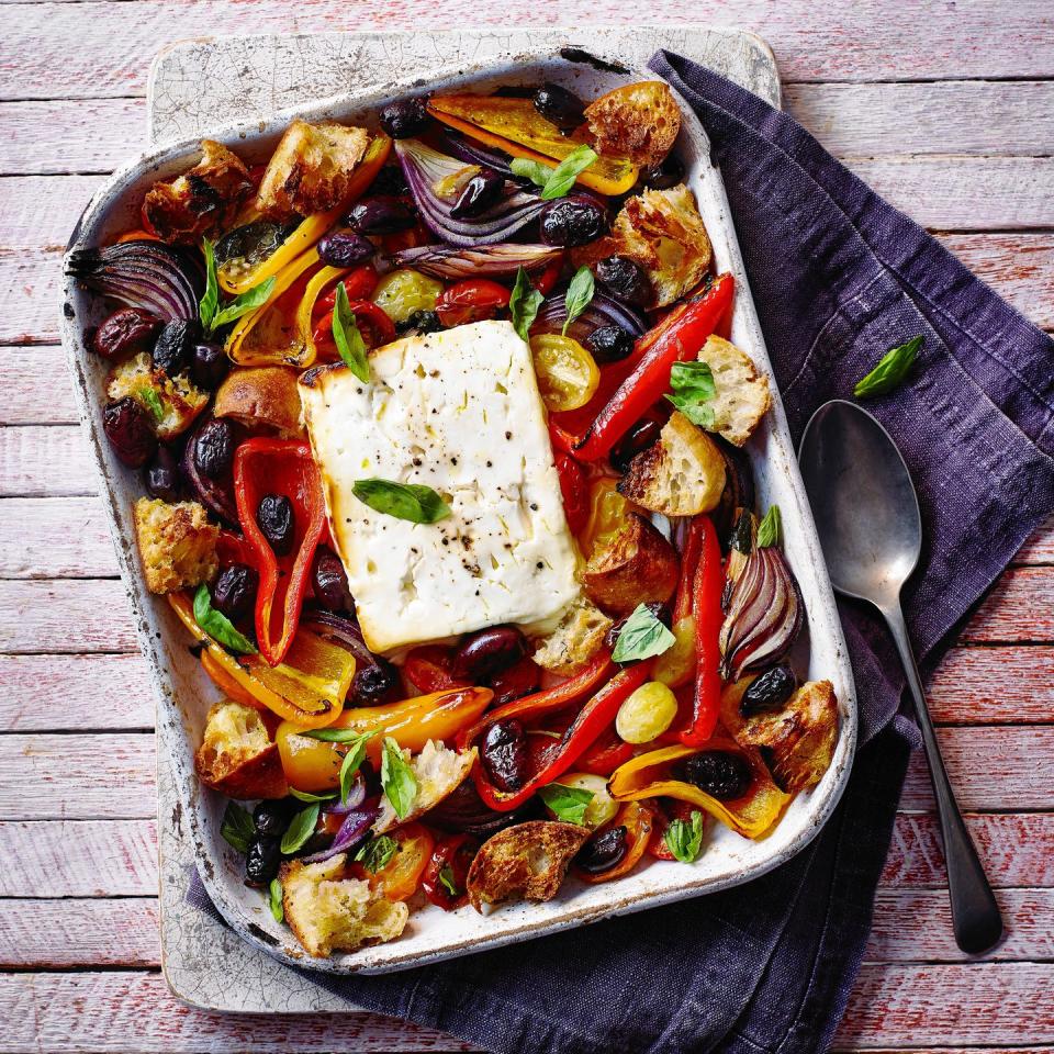 Greek Salad Feta Traybake - best feta recipes 2021