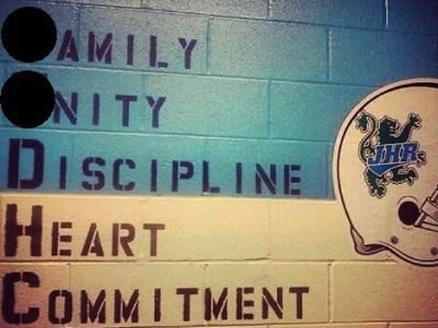 The wall outside the J.H. Rose weight room — WCTI photo