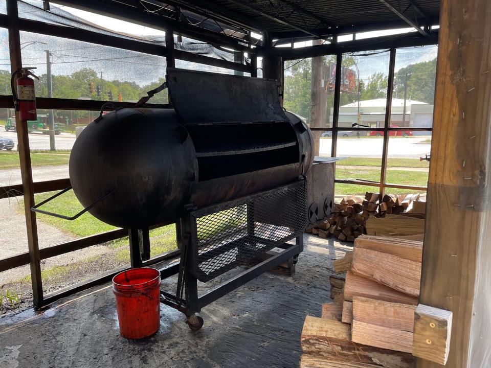 The smoker outside of Tamez BBQ is used early in the morning to prepare the meats that are sold during their breakfast an lunch hours in Athens, Ga. on Friday, Aug. 25, 2023.