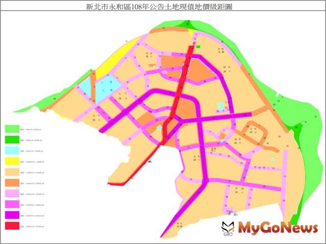 ▲圖五、永和區地價級距圖