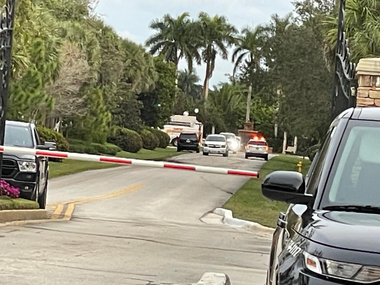 First responders, including Davie Fire Rescue, on the scene of the fire at the home of Dolphins receive Tyreek Hill on Wednesday afternoon.