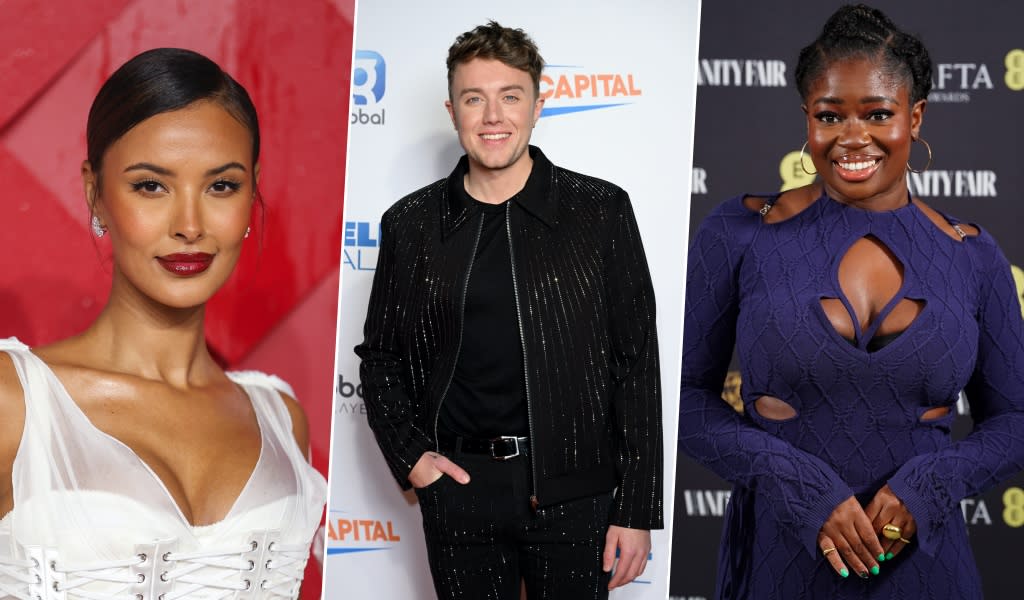 Maya Jama, Roman Kemp and Clara Amfo will host The Brit Awards 2024. (WireImage/Getty Images)