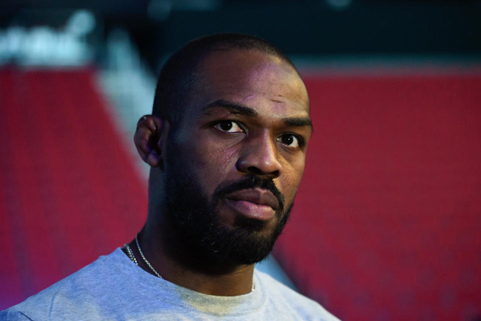 HOUSTON, TX - FEBRUARY 07:  Jon Jones waits backstage during the UFC 247 ceremonial weigh-in at the Toyota Center on February 7, 2020 in Houston, Texas. (Photo by Mike Roach/Zuffa LLC via Getty Images)