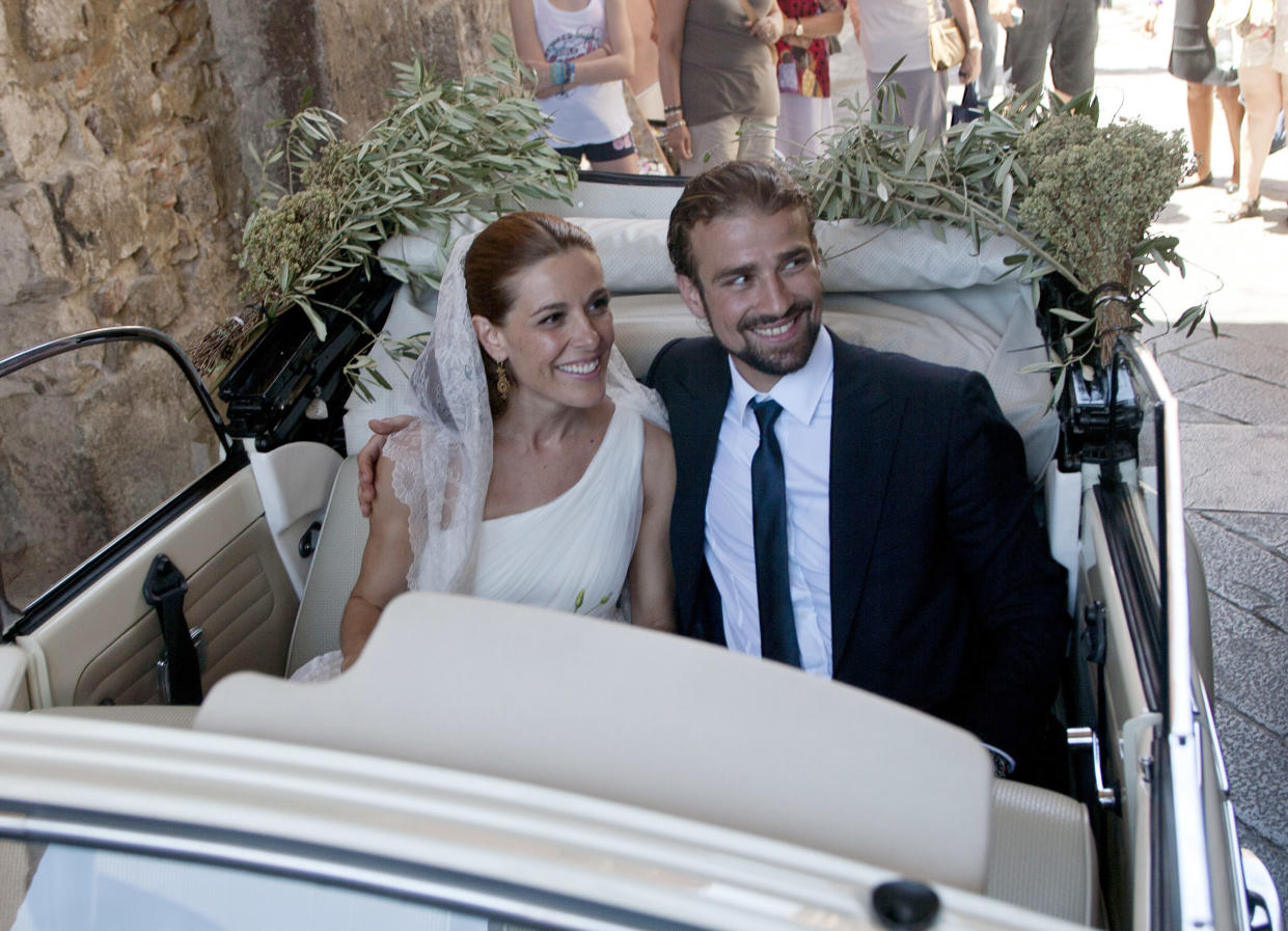 TAORMINA, ITALY - JUNE 22:  Raquel Sanchez Silva and Mario Biondo are seen getting married on June 22, 2012 in Taormina, Italy.  (Photo by Europa Press via Getty Images)