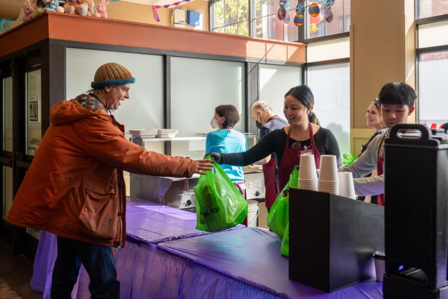 Guests being served an Easter shelter meal at the Union Gospel Mission in Portland on Mar. 31, 2024. (Courtesy: Union Gospel Mission)
