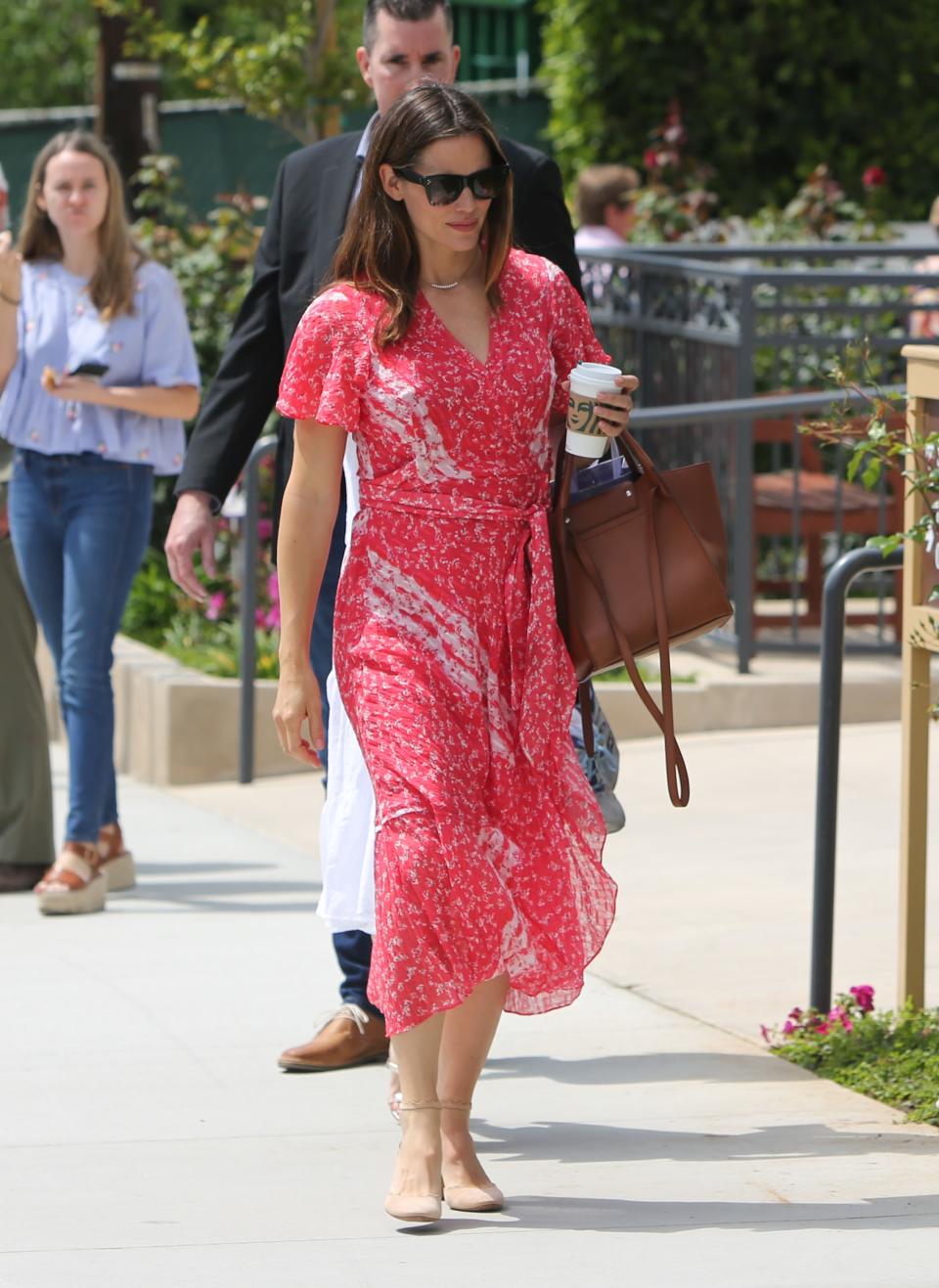 Garner wearing Tanya Taylor's New Blaire dress, available at Nordstrom.