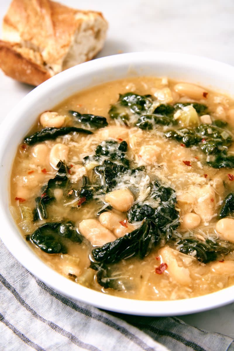 <p>Get the <a href="https://www.delish.com/uk/cooking/recipes/a28784587/vegetarian-kale-soup/" rel="nofollow noopener" target="_blank" data-ylk="slk:Vegetarian Kale Soup;elm:context_link;itc:0;sec:content-canvas" class="link ">Vegetarian Kale Soup</a> recipe.</p>