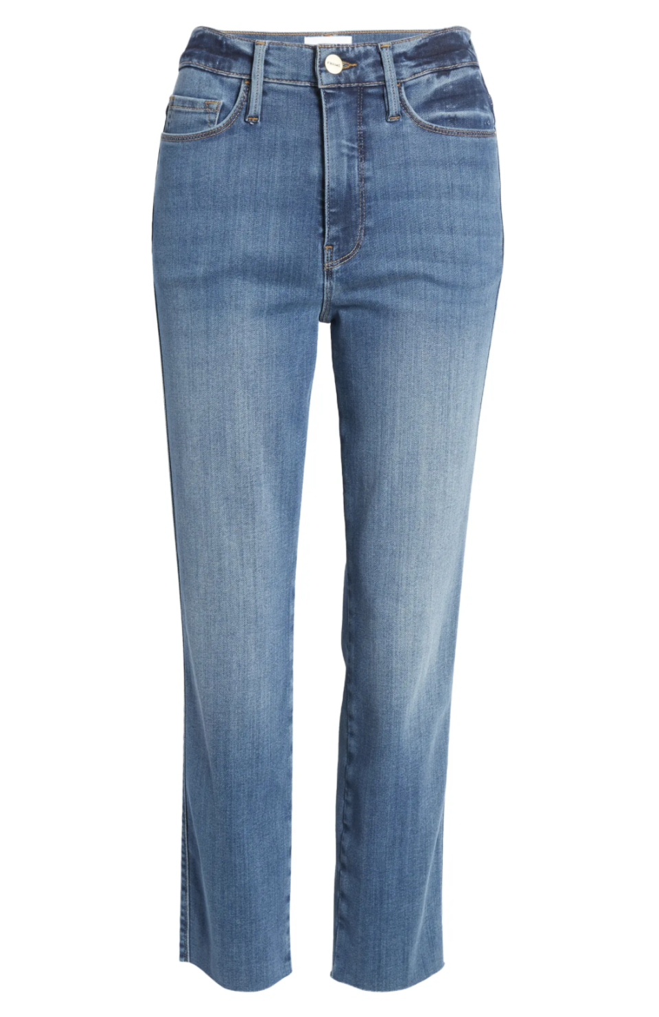 10) Le Sylvie Crop Straight Raw Edge Jeans