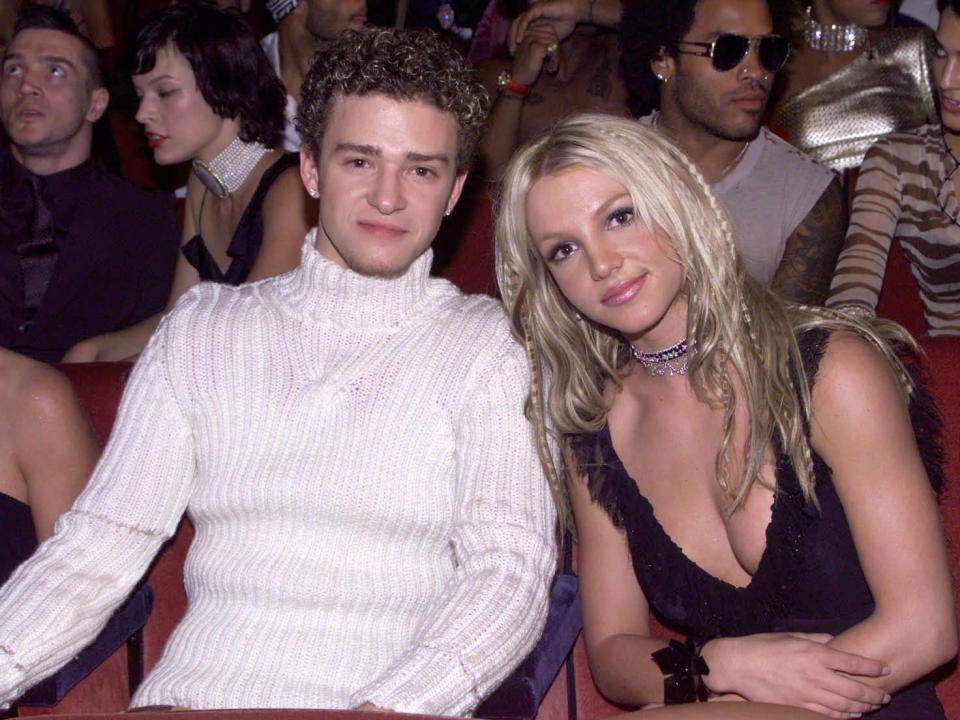 Justin Timberlake and Britney Spears at the MTV Music Video Awards in 2000.