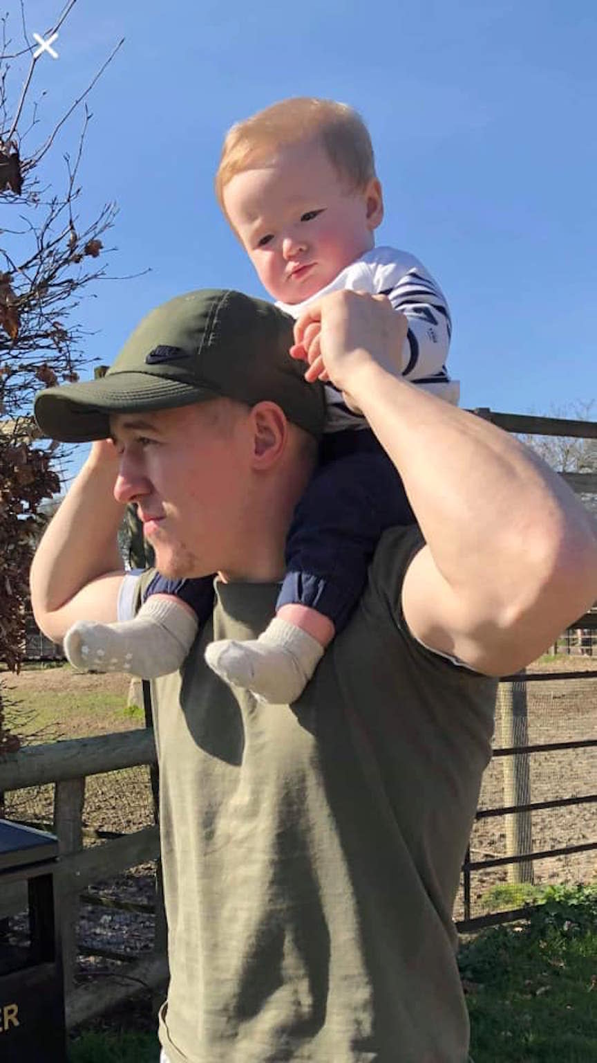 Lewis Bagshaw with his son, Carter (Picture: Jordan Kissack/Facebook)