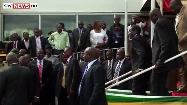 Robert Mugabe Falls Down Steps In Video