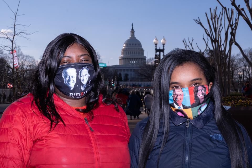 D.C. residents celebrate outside the capitol.
