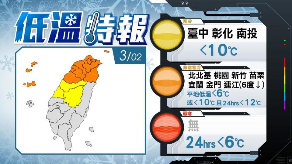 中央氣象署針對13縣市發布低溫特報。（圖／TVBS）