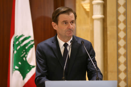 David Hale, U.S. Under Secretary of State for Political Affairs of the Department of State, talks during a news conference in Beirut, Lebanon January 14, 2019. REUTERS/Mohamed Azakir