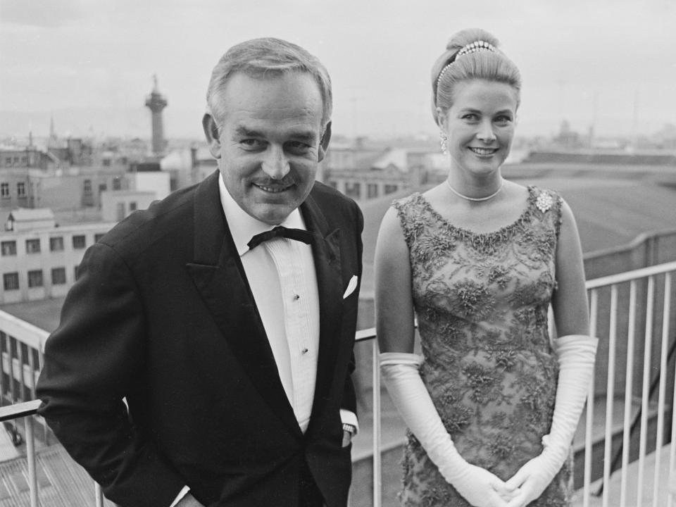 Prince Rainier and his wife Grace Kelly at a ball in Ireland.