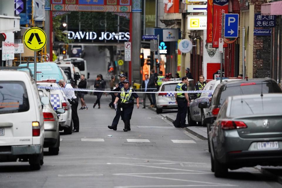 A section of Little Bourke Street was cordoned off. Source: AAP