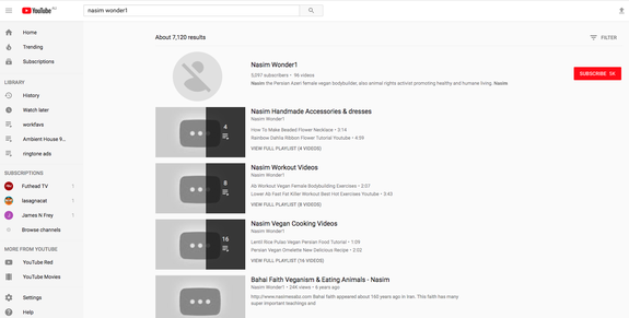 Nasim Aghdam's now deactivated YouTube account.