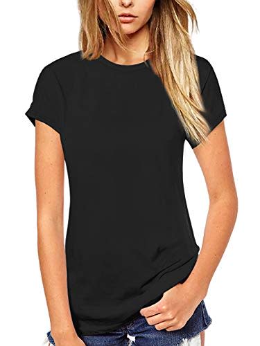 Women's Crewneck Slim Fitted Short Sleeve T-Shirt Stretchy Bodycon Basic  Tee Tops
